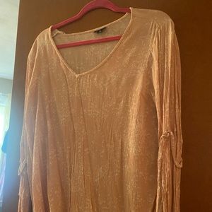 Pink and white top with embellished sleeves